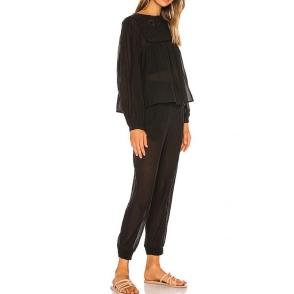 NWT‎ Free People Valencia Top and Pant Cotton Blend Two-Piece Set in Black